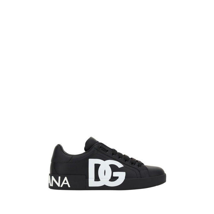 Dolce &amp; Gabbana Black Calf Leather Bos Taurus Sneakers