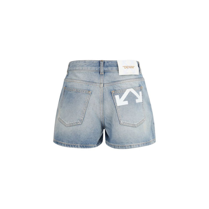 Off-White Blue Cotton Bermuda Shorts