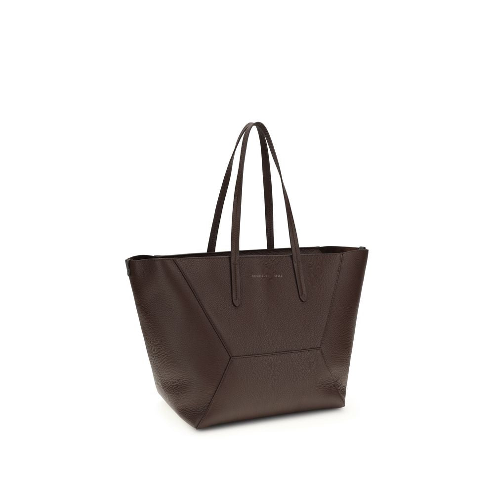 Brunello Cucinelli - Brown Calf Leather Bos Taurus Shoulder Bag
