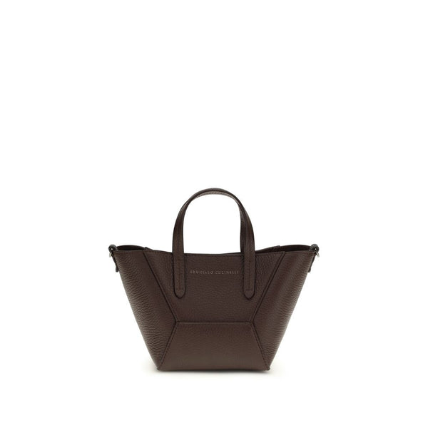 Brunello Cucinelli - Bordeaux Calf Leather Bos Taurus Shoulder Bag