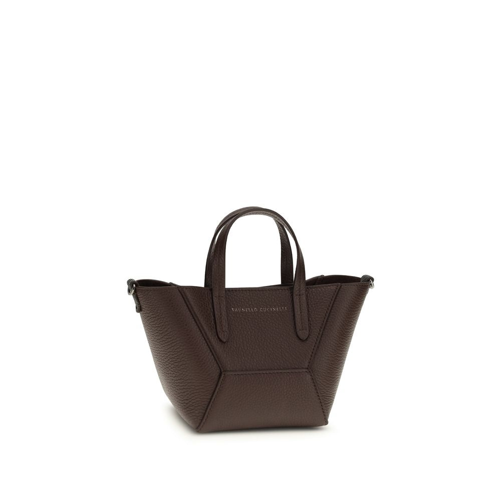 Brunello Cucinelli - Bordeaux Calf Leather Bos Taurus Shoulder Bag
