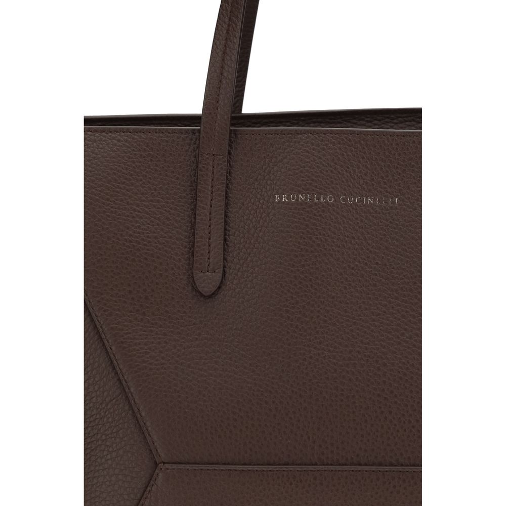 Brunello Cucinelli - Brown Calf Leather Bos Taurus Shoulder Bag