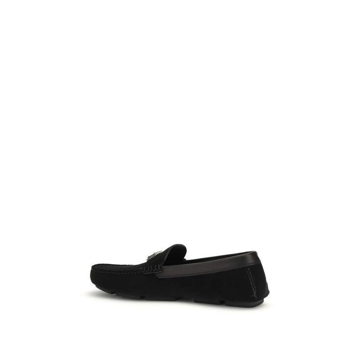 Dolce &amp; Gabbana Black Calf Leather Bos Taurus Slip-On Loafers