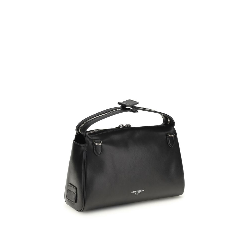 Dolce &amp; Gabbana Black Calf Leather Bos Taurus Handbag