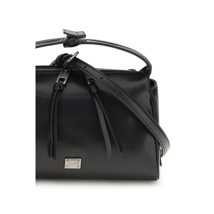 Dolce &amp; Gabbana Black Calf Leather Bos Taurus Handbag