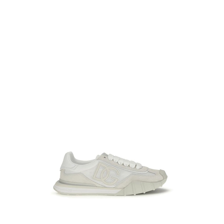 Dolce &amp; Gabbana White Calf Leather Bos Taurus Athletic Sneakers