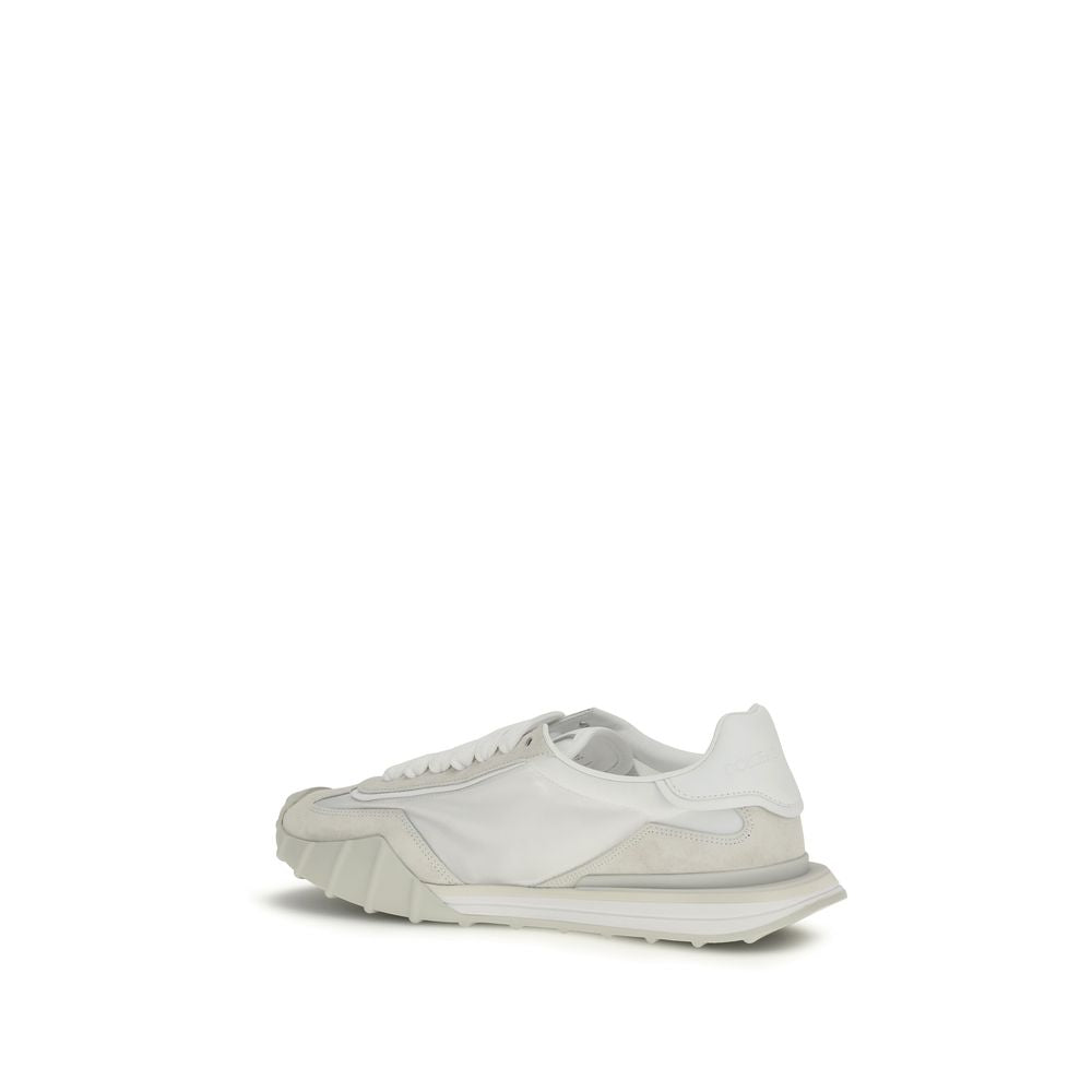 Dolce &amp; Gabbana White Calf Leather Bos Taurus Athletic Sneakers