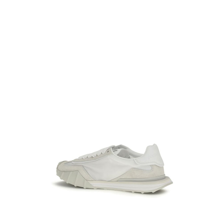 Dolce &amp; Gabbana White Calf Leather Bos Taurus Athletic Sneakers