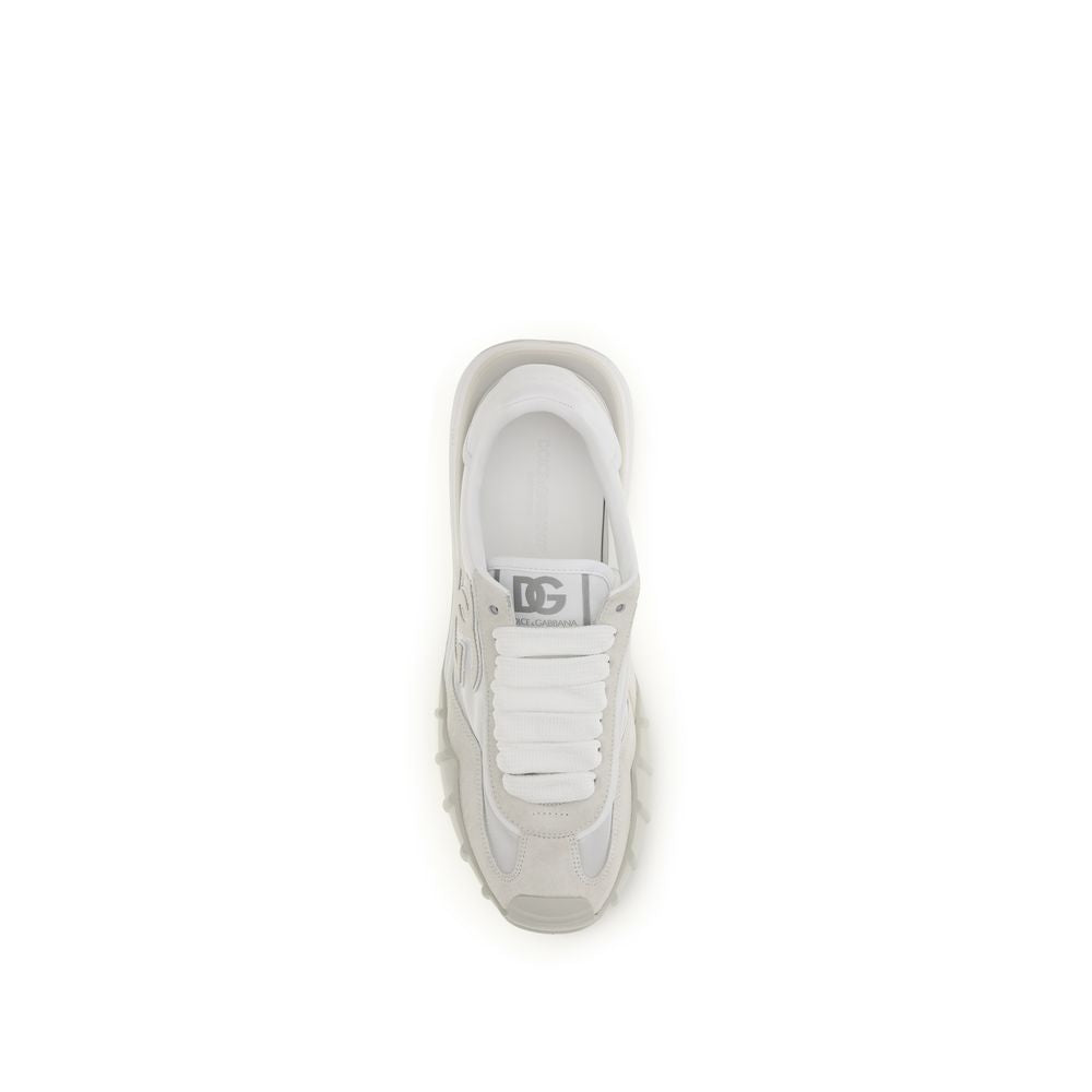Dolce &amp; Gabbana White Calf Leather Bos Taurus Athletic Sneakers