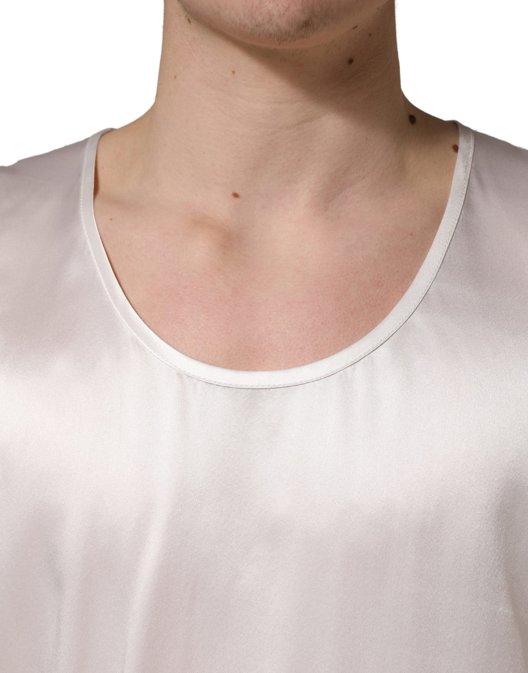 Dolce &amp; Gabbana White Satin Polyester SleevelessTank T-shirt
