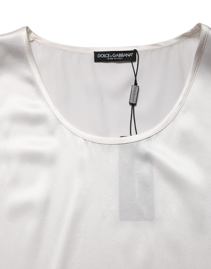 Dolce &amp; Gabbana White Satin Polyester SleevelessTank T-shirt