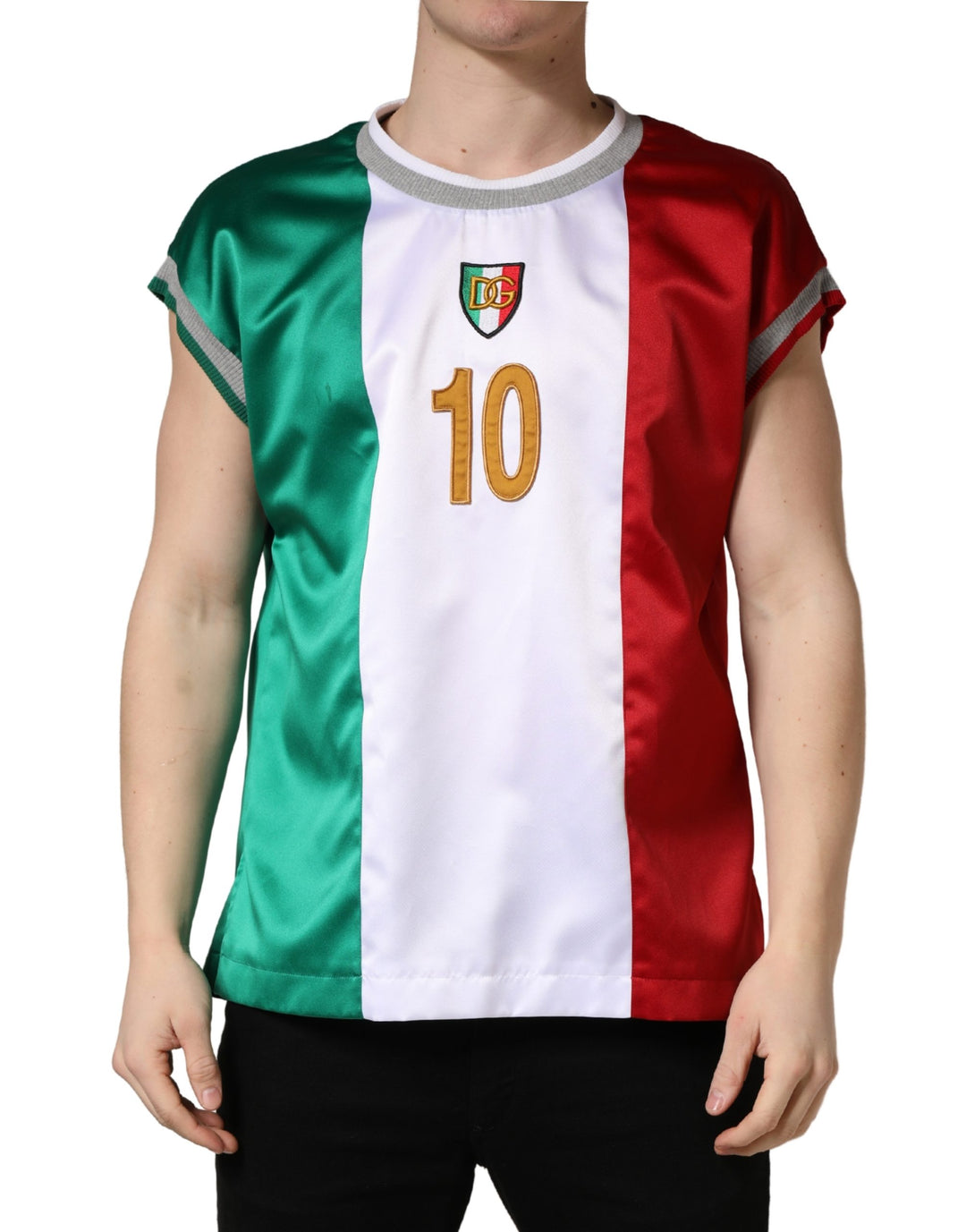 Dolce &amp; Gabbana Multicolor Italia DG Logo Satin Tank T-shirt