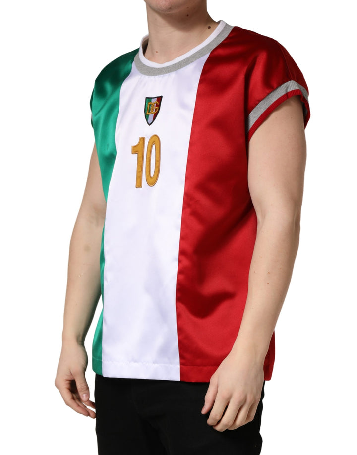 Dolce &amp; Gabbana Multicolor Italia DG Logo Satin Tank T-shirt