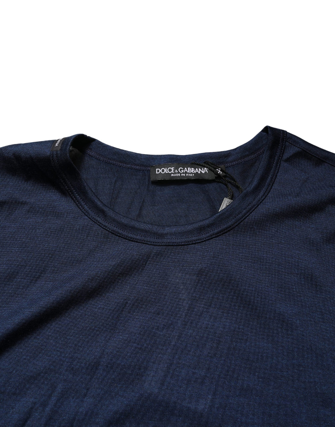 Dolce &amp; Gabbana Dark Blue Silk Short Sleeve CrewNeck T-shirt