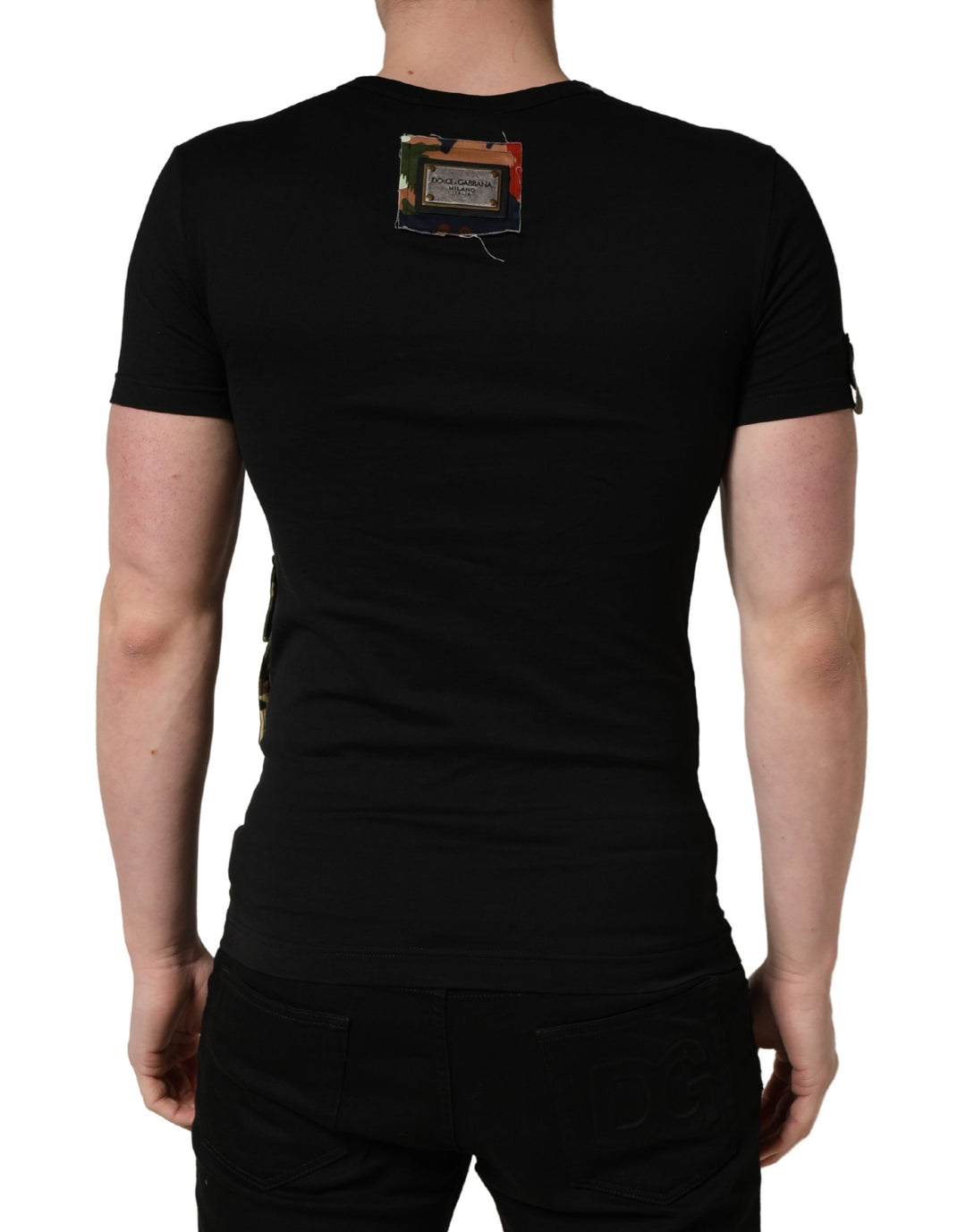 Dolce &amp; Gabbana Black Italians Do It Better Camo Pocket Men T-shirt