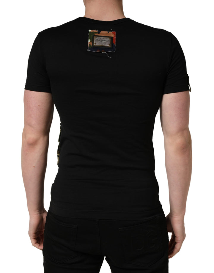 Dolce &amp; Gabbana Black Italians Do It Better Camo Pocket Men T-shirt