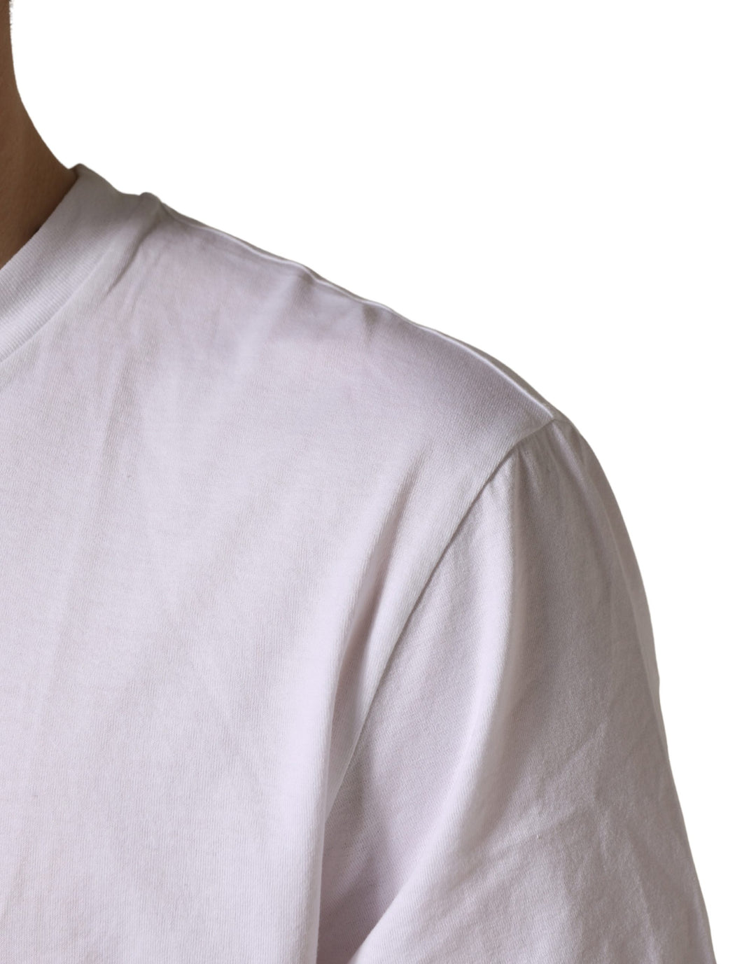 Dolce &amp; Gabbana White Barcode Cotton Crew Neck Men T-shirt