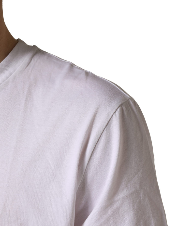 Dolce &amp; Gabbana White Barcode Cotton Crew Neck Men T-shirt