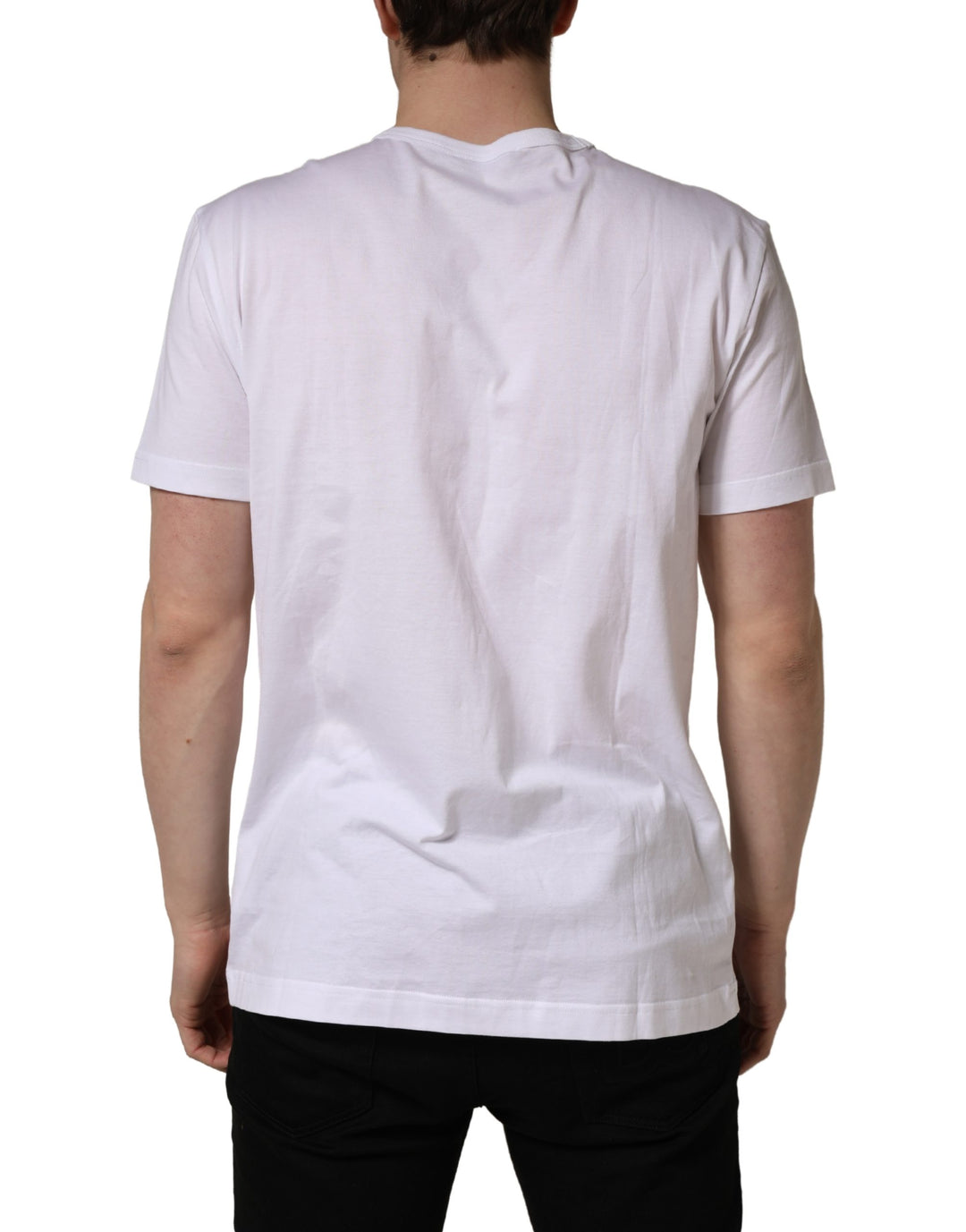 Dolce &amp; Gabbana White DG Leaf Embroidery Crew Neck  T-shirt