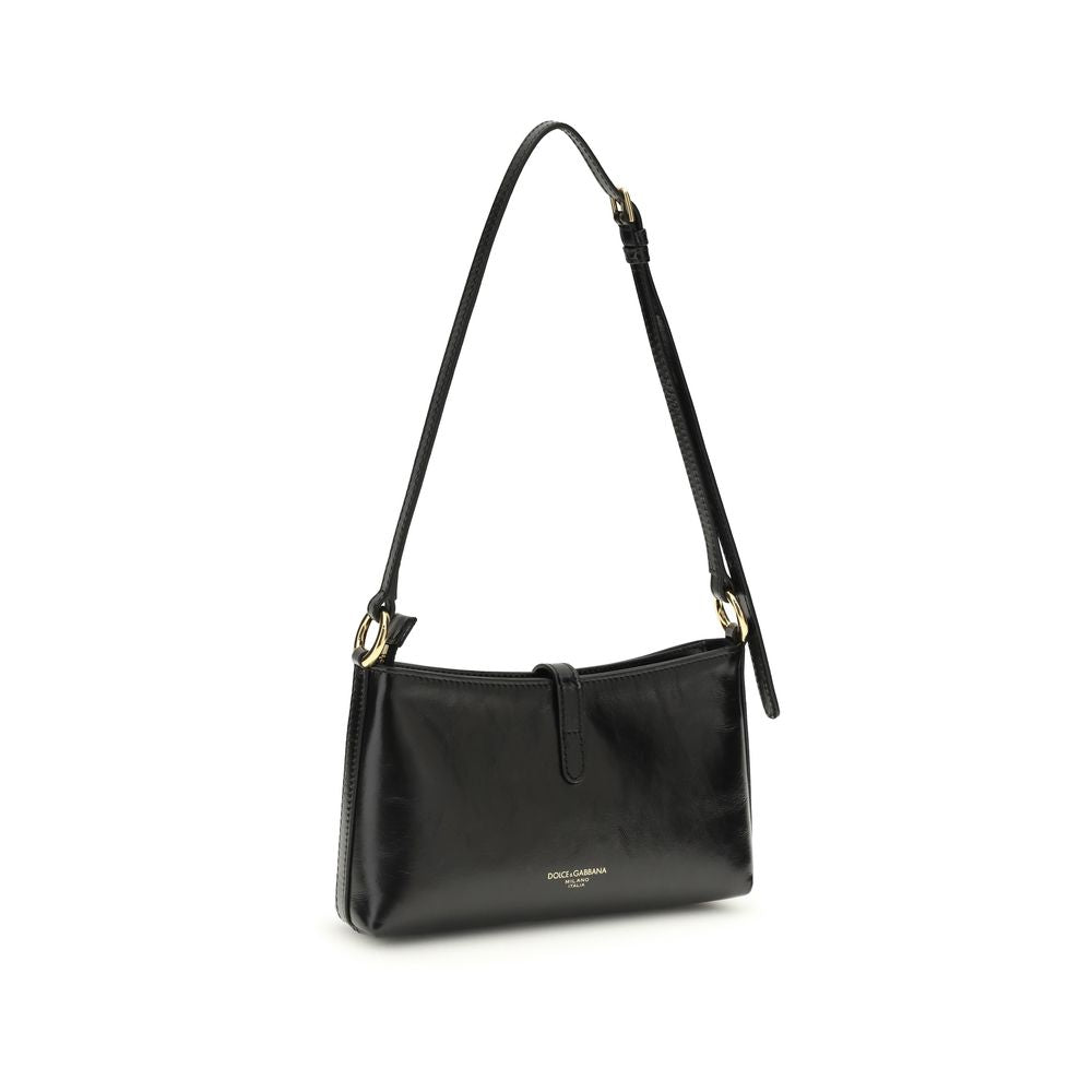Dolce &amp; Gabbana Black Calf Leather Bos Taurus Shoulder Bag
