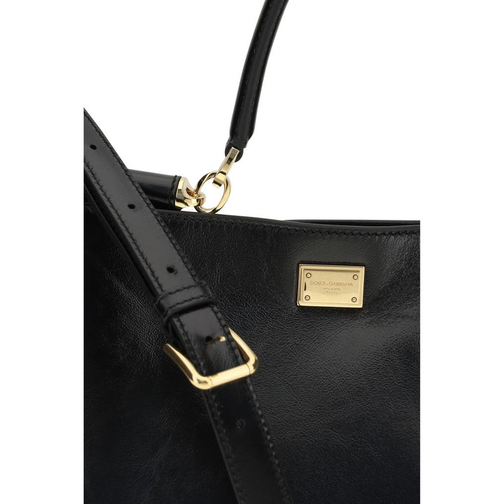 Dolce &amp; Gabbana Black Calf Leather Bos Taurus Shoulder Bag