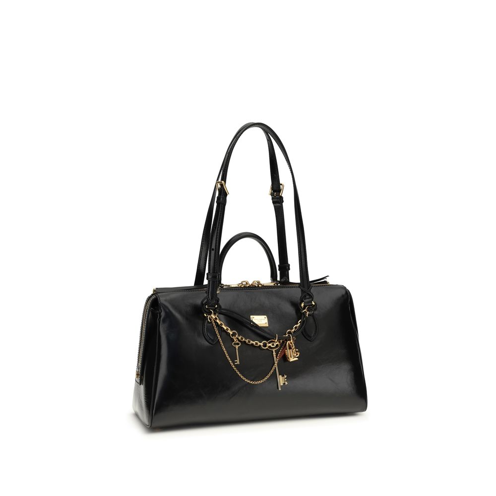 Dolce &amp; Gabbana Black Calf Leather Bos Taurus Shoulder Bag