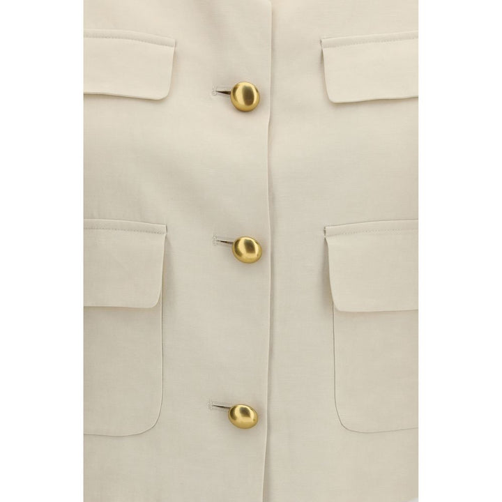 P.A.R.O.S.H. Beige Wool Sleeveless Jacket