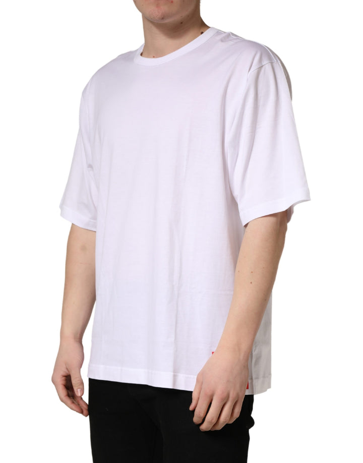 Dolce &amp; Gabbana White Cotton Short Sleeves Crew Neck T-shirt