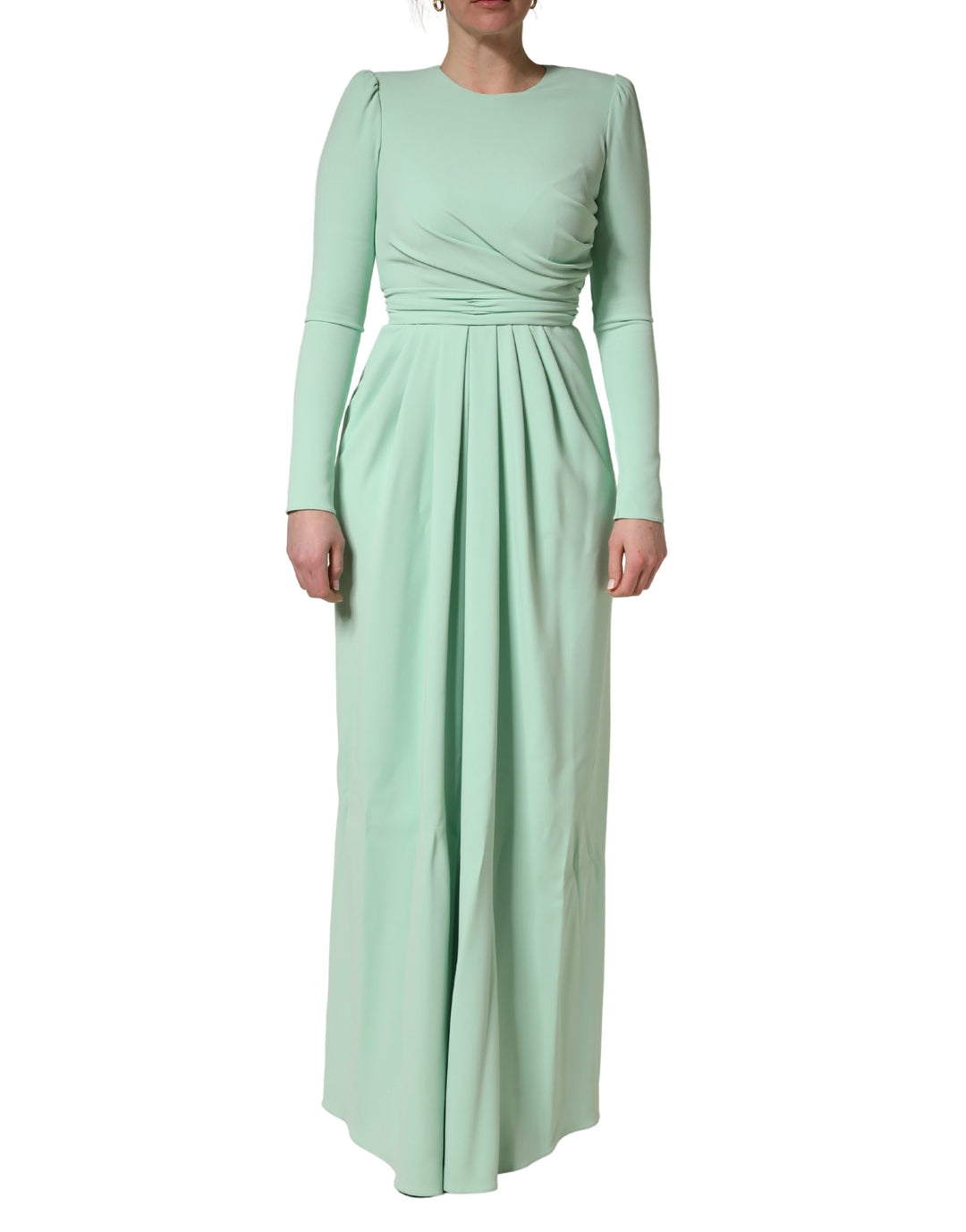 Dolce &amp; Gabbana Green Viscose Long Sleeves Long Gown Dress