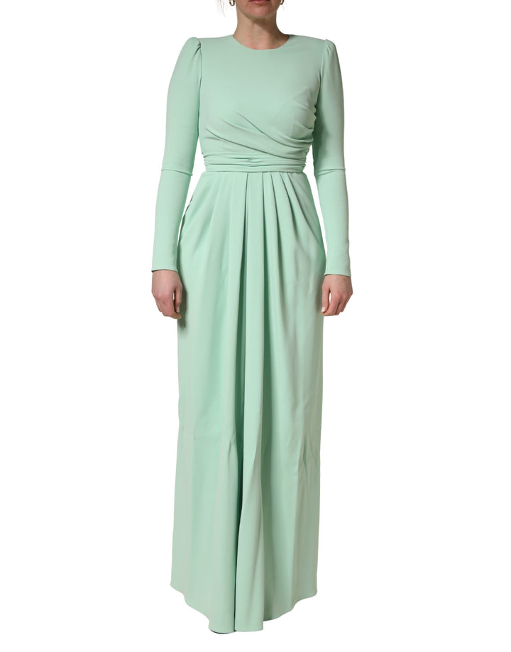 Dolce &amp; Gabbana Green Viscose Long Sleeves Long Gown Dress