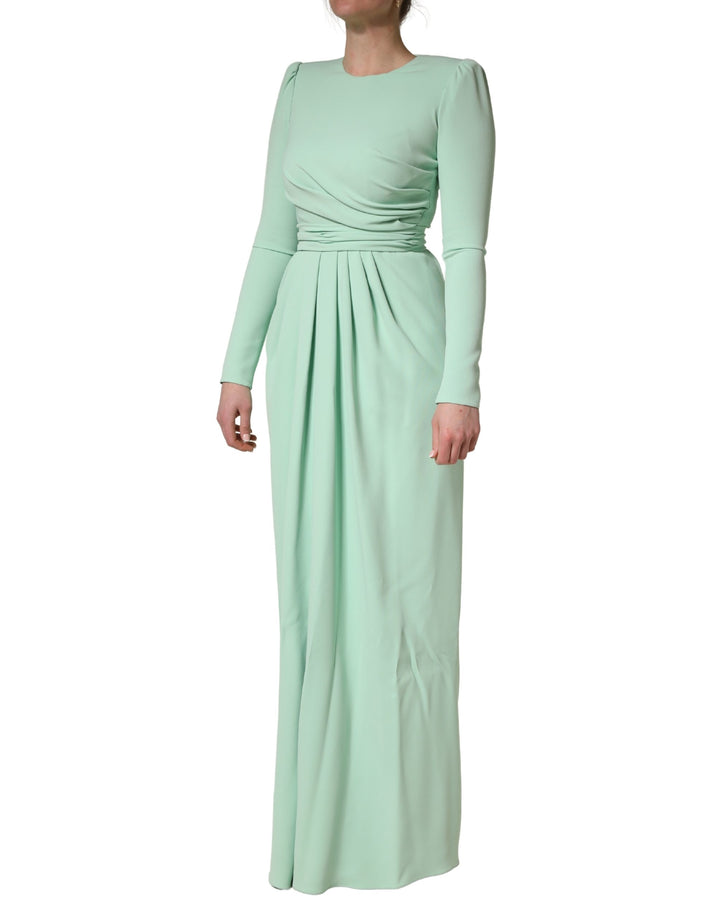 Dolce &amp; Gabbana Green Viscose Long Sleeves Long Gown Dress