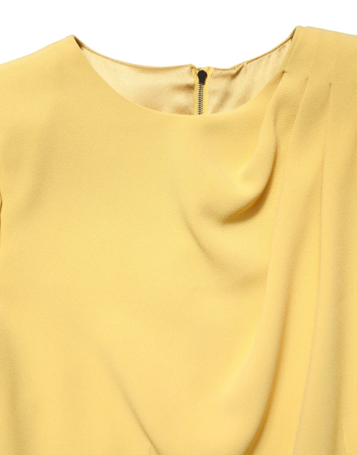 Dolce &amp; Gabbana Yellow Silk Long Sleeves Sheath Midi Dress