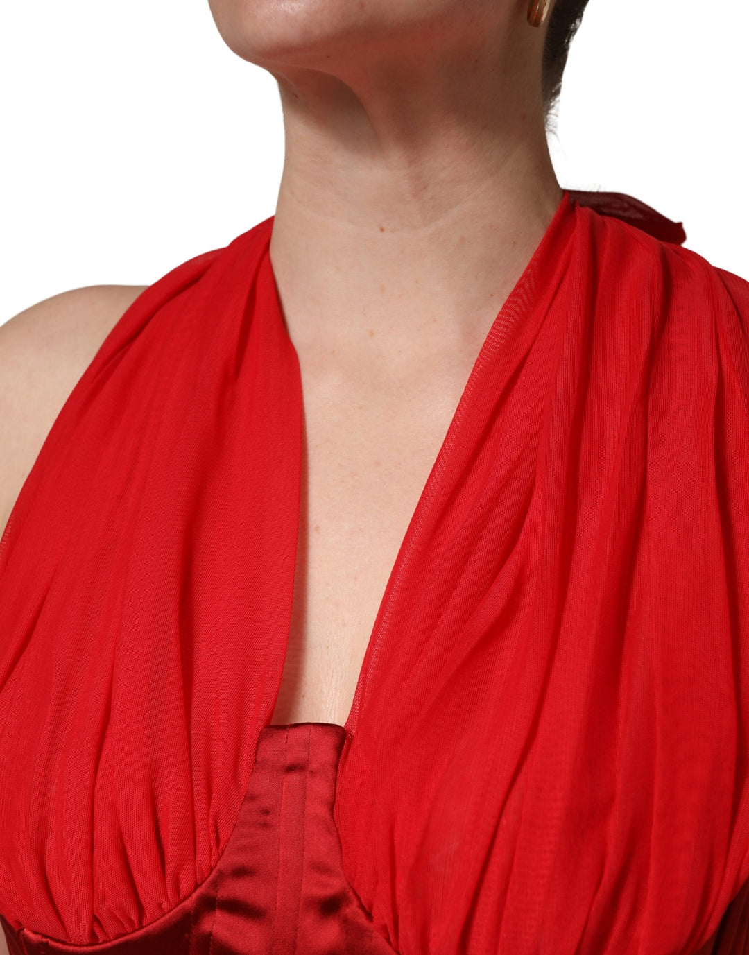 Dolce &amp; Gabbana Red Halter Corset Sleeveless Sheath  Dress