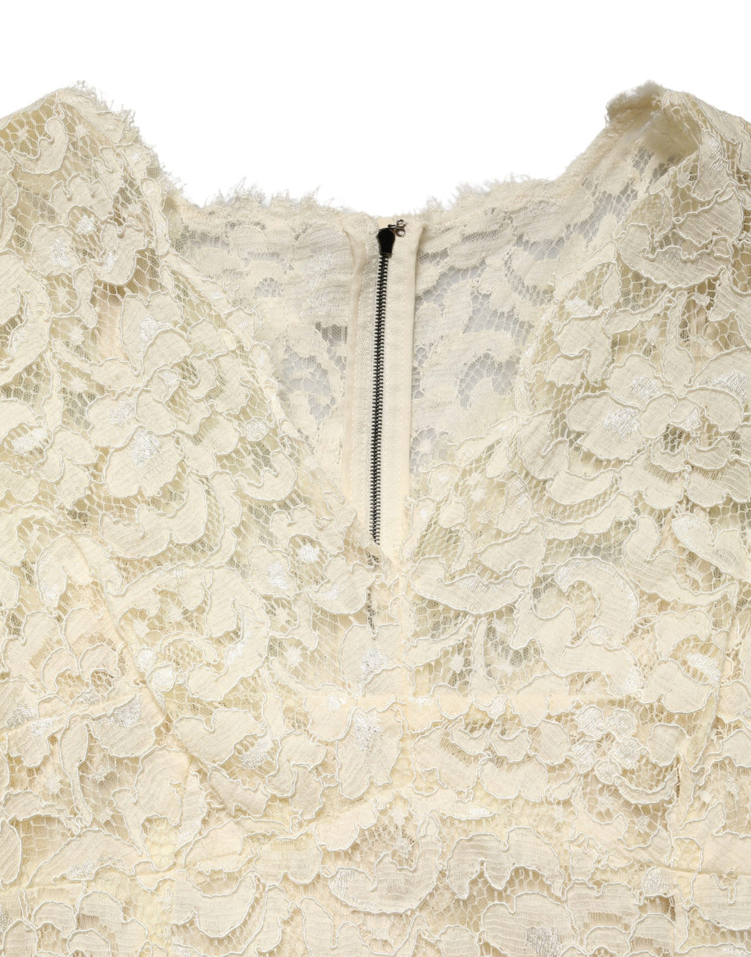 Dolce &amp; Gabbana Off White Floral Lace Sheath Maxi Dress