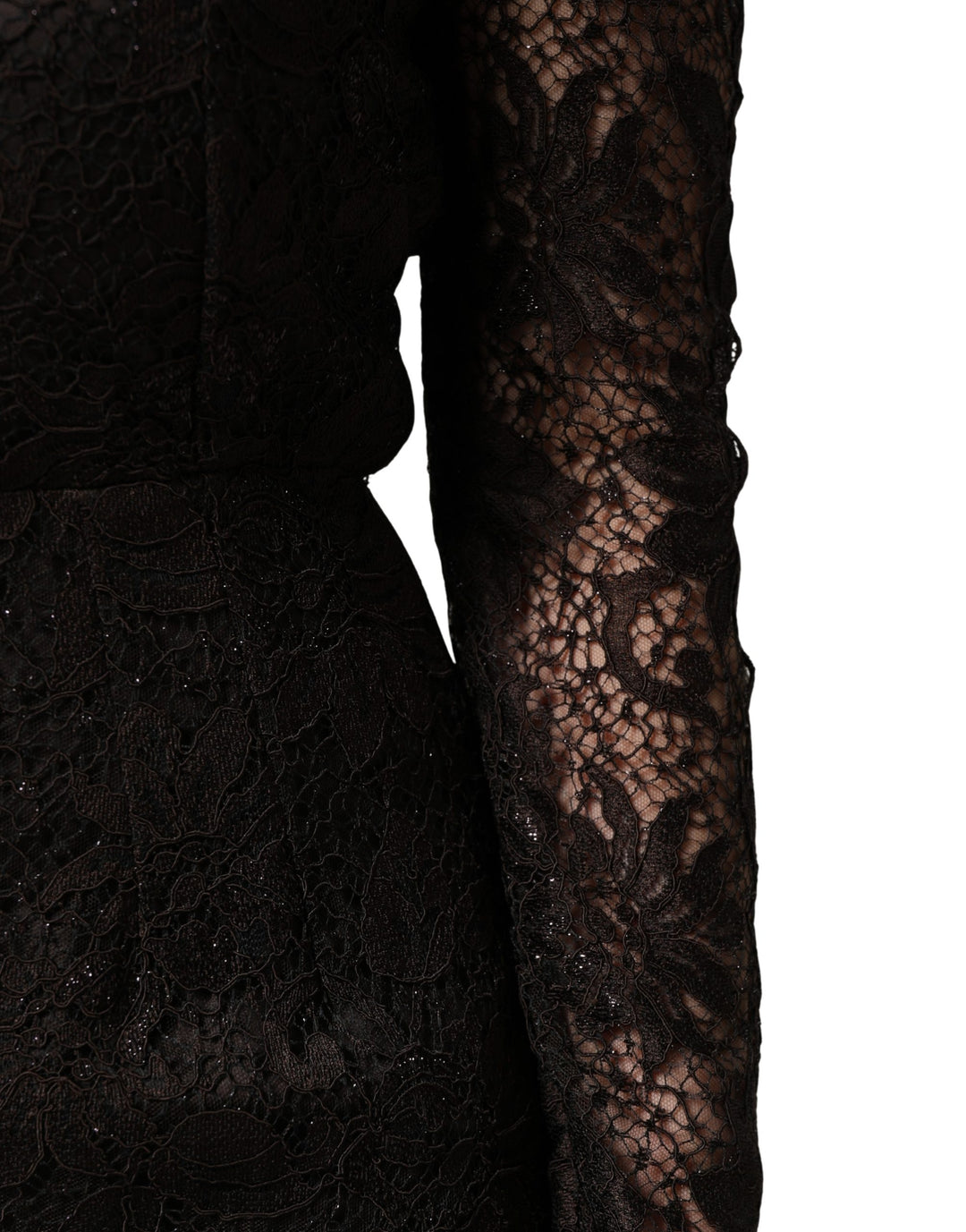 Dolce &amp; Gabbana Black Floral Lace Sheath Long Maxi Dress