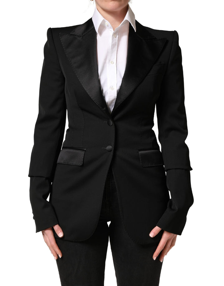 Dolce &amp; Gabbana Black Wool Single Breasted Blazer Jacket