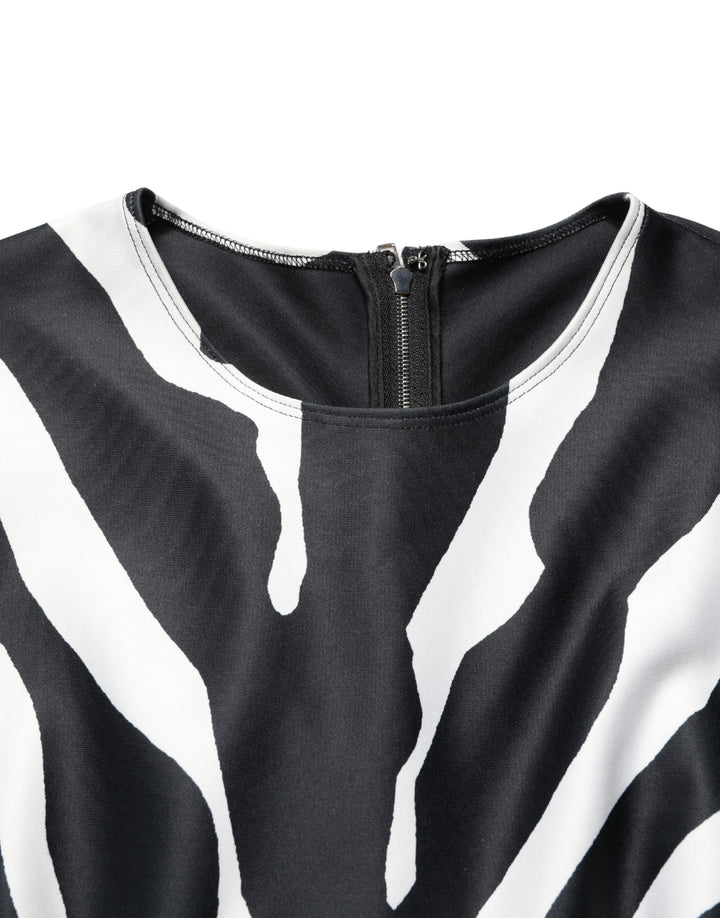 Dolce &amp; Gabbana Black White Polyester Zebra Pattern Jumpsuit