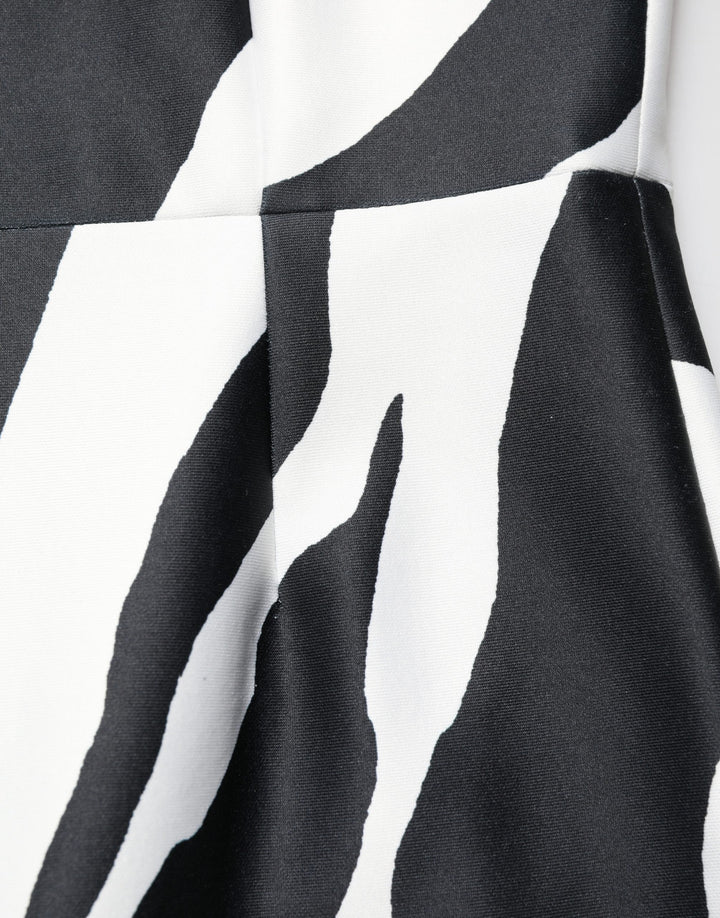 Dolce &amp; Gabbana Black White Polyester Zebra Pattern Jumpsuit