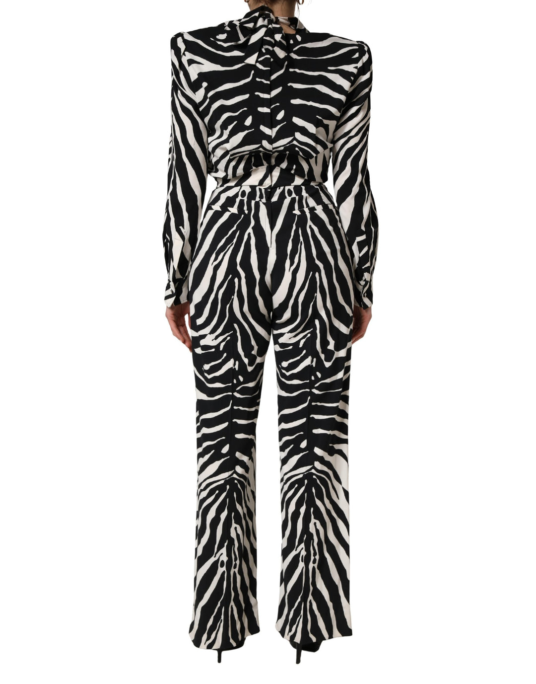 Dolce &amp; Gabbana Black White Viscose Zebra Pattern Jumpsuit