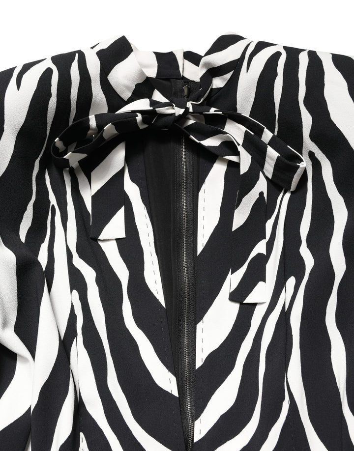 Dolce &amp; Gabbana Black White Viscose Zebra Pattern Jumpsuit