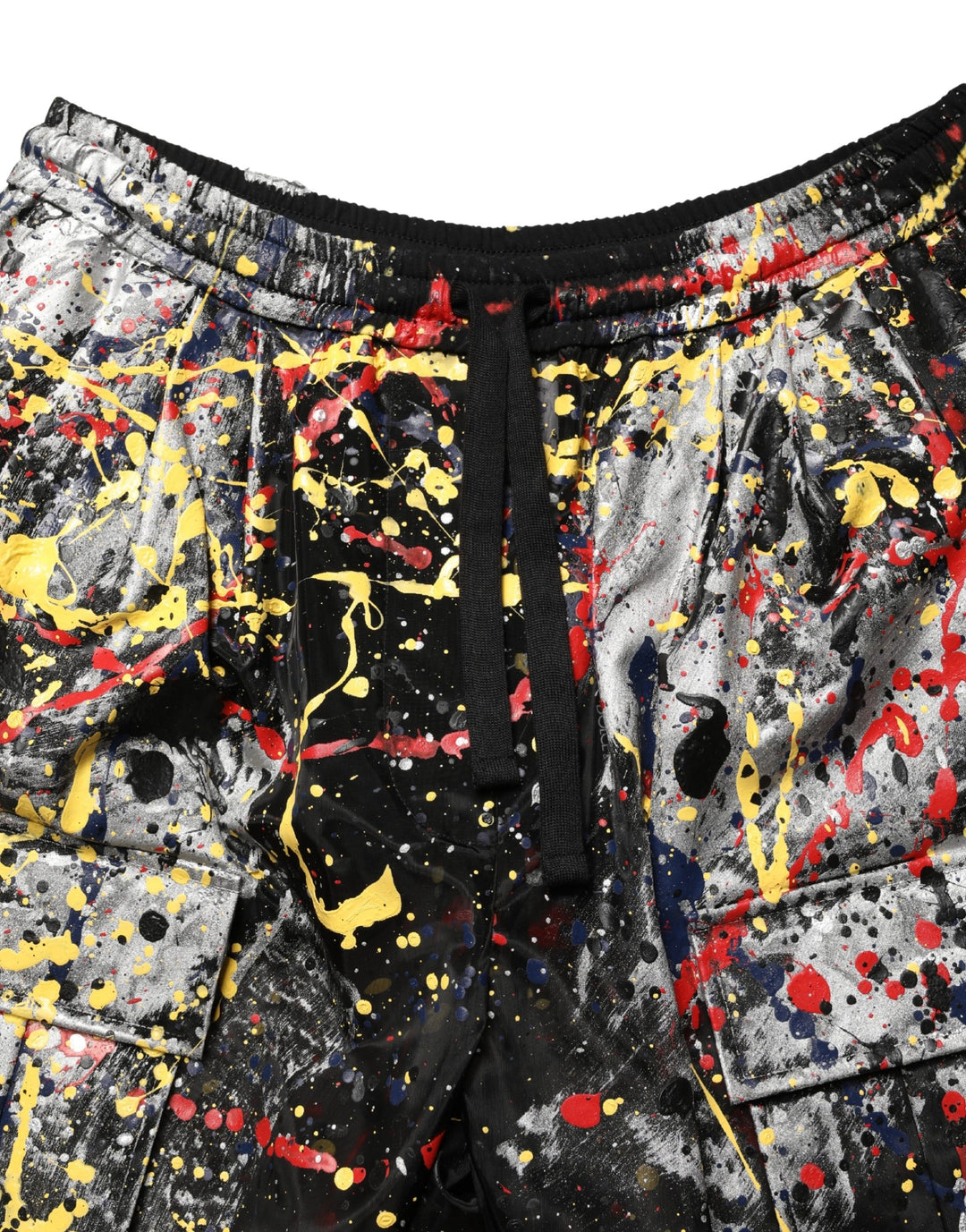 Dolce &amp; Gabbana Black ColorSplash Effect Cargo Cropped Pants