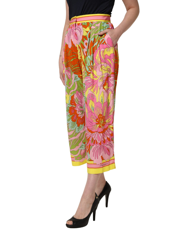 Dolce &amp; Gabbana Multicolor FloralPrint Cropped Trouser Pants