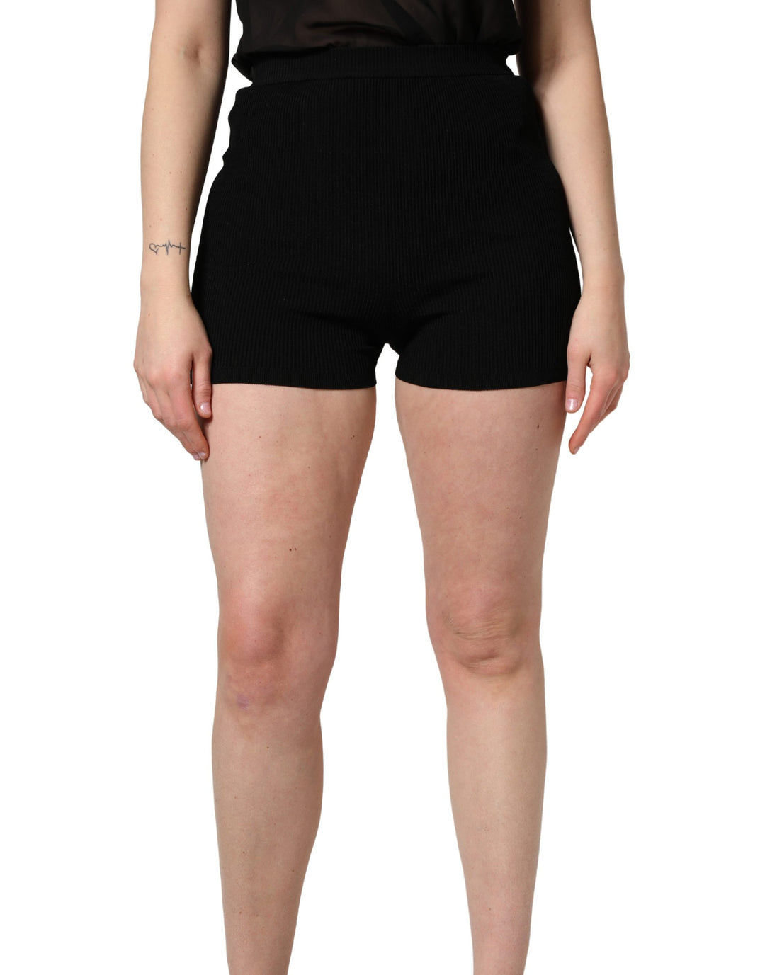 Dolce &amp; Gabbana Black Viscose High Waisted Hot Pants Shorts