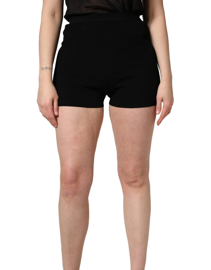 Dolce &amp; Gabbana Black Viscose High Waisted Hot Pants Shorts