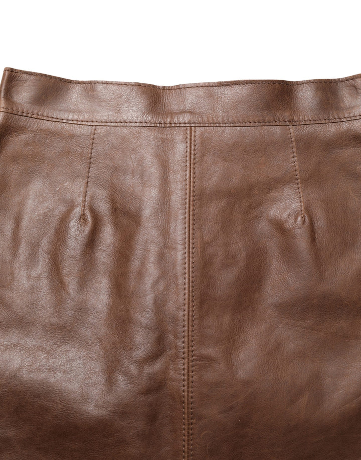 Dolce &amp; Gabbana Brown Leather High Waist Bodycon Mini Skirt