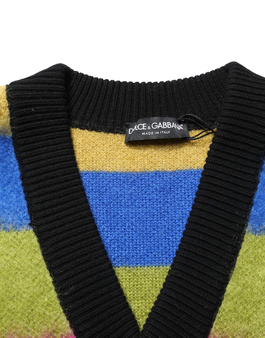 Dolce &amp; Gabbana Multicolor Stripes V-neck Pullover Sweater