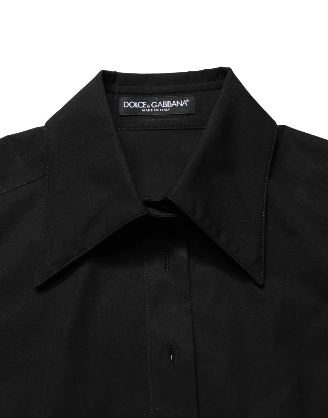 Dolce &amp; Gabbana Black Cotton Sleeveless Collared Blouse Top