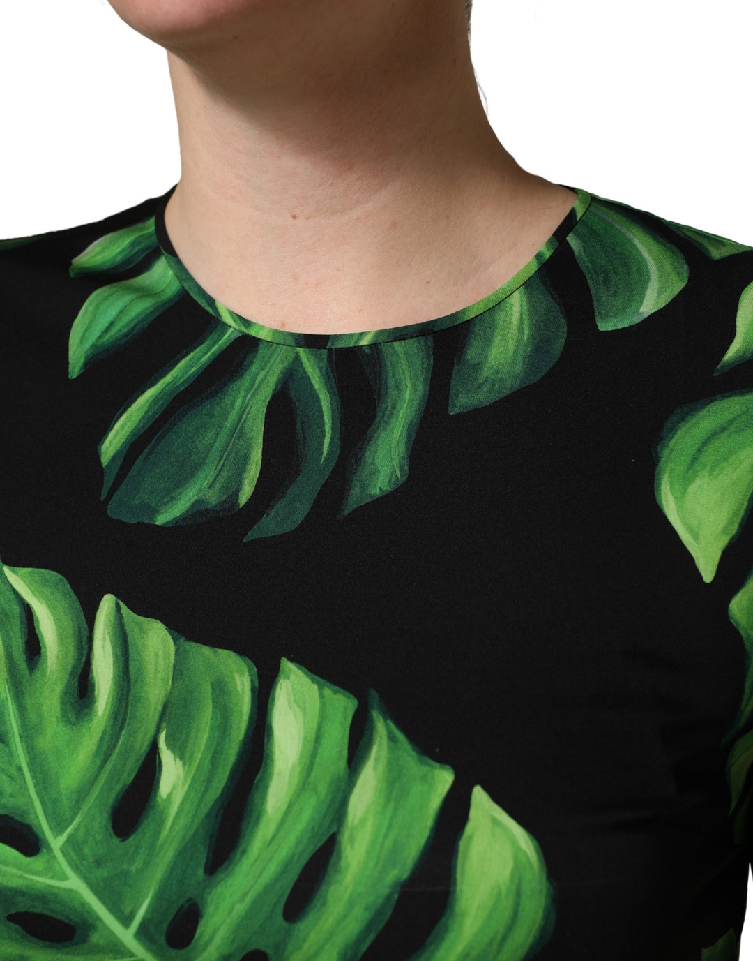 Dolce &amp; Gabbana Black Philodendron Print Silk Blouse Top