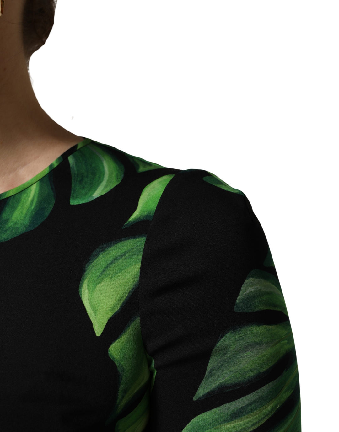 Dolce &amp; Gabbana Black Philodendron Print Silk Blouse Top
