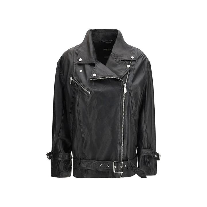 PINKO Black Lambskin Leather Jacket